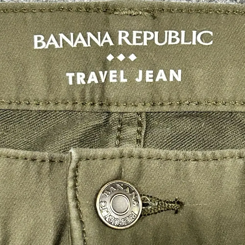 Banana Republic Men's Traveler Slim Fit Olive Green 5-Pocket Chino Pants 30x32